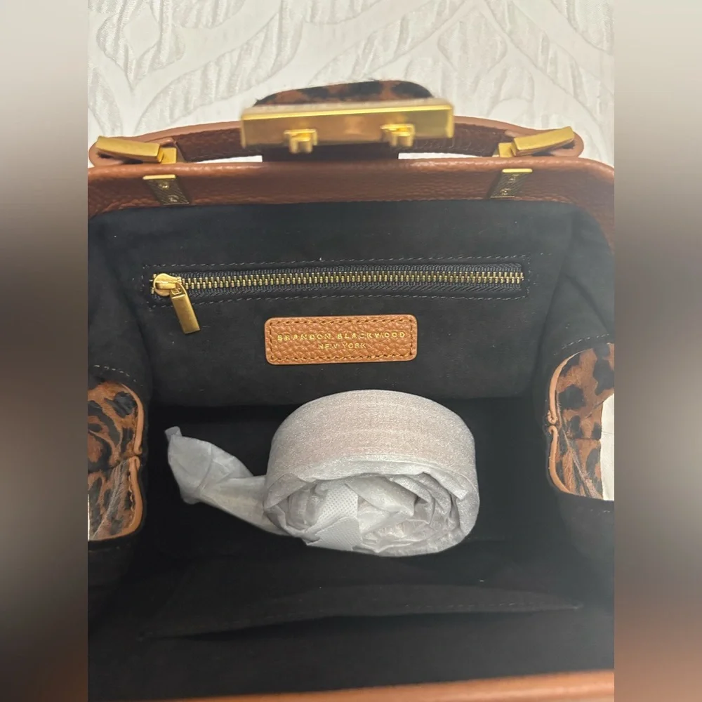 Like New Brandon Blackwood Elizabeth Leopard Calf Hair Doctor Satchel Bag - Picture 8 of 8